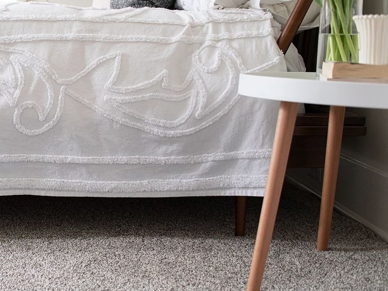 Bedroom with gray carpet from Capitol Carpet in Dalton, GA
