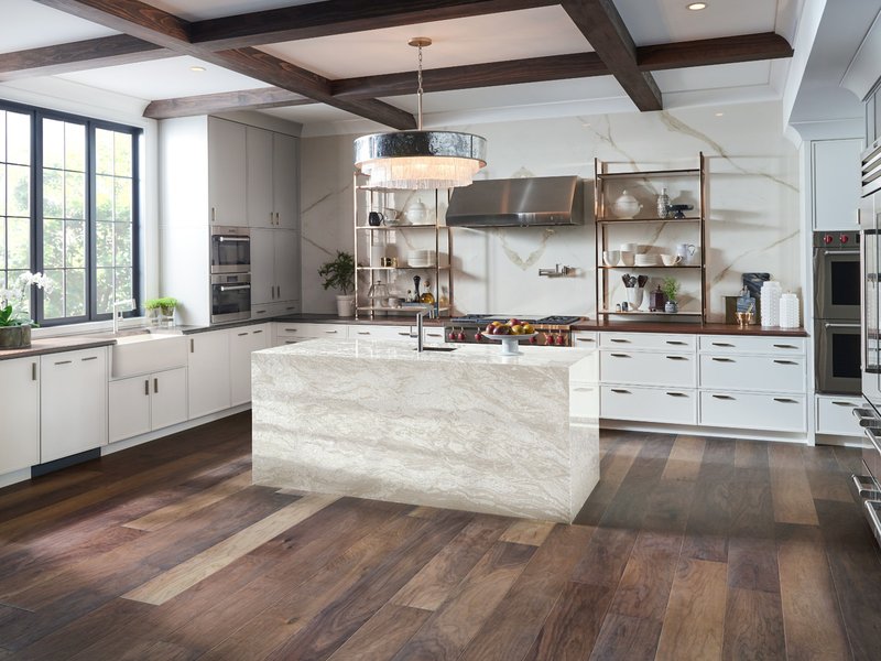 Kitchen with hardwood flooring from Capitol Carpet in Dalton, GA